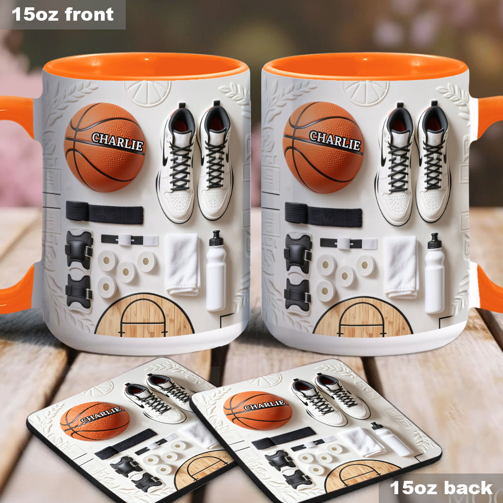 Liebe Basketball – Personalisierte Tasse und Untersetzer mit Basketballmotiv