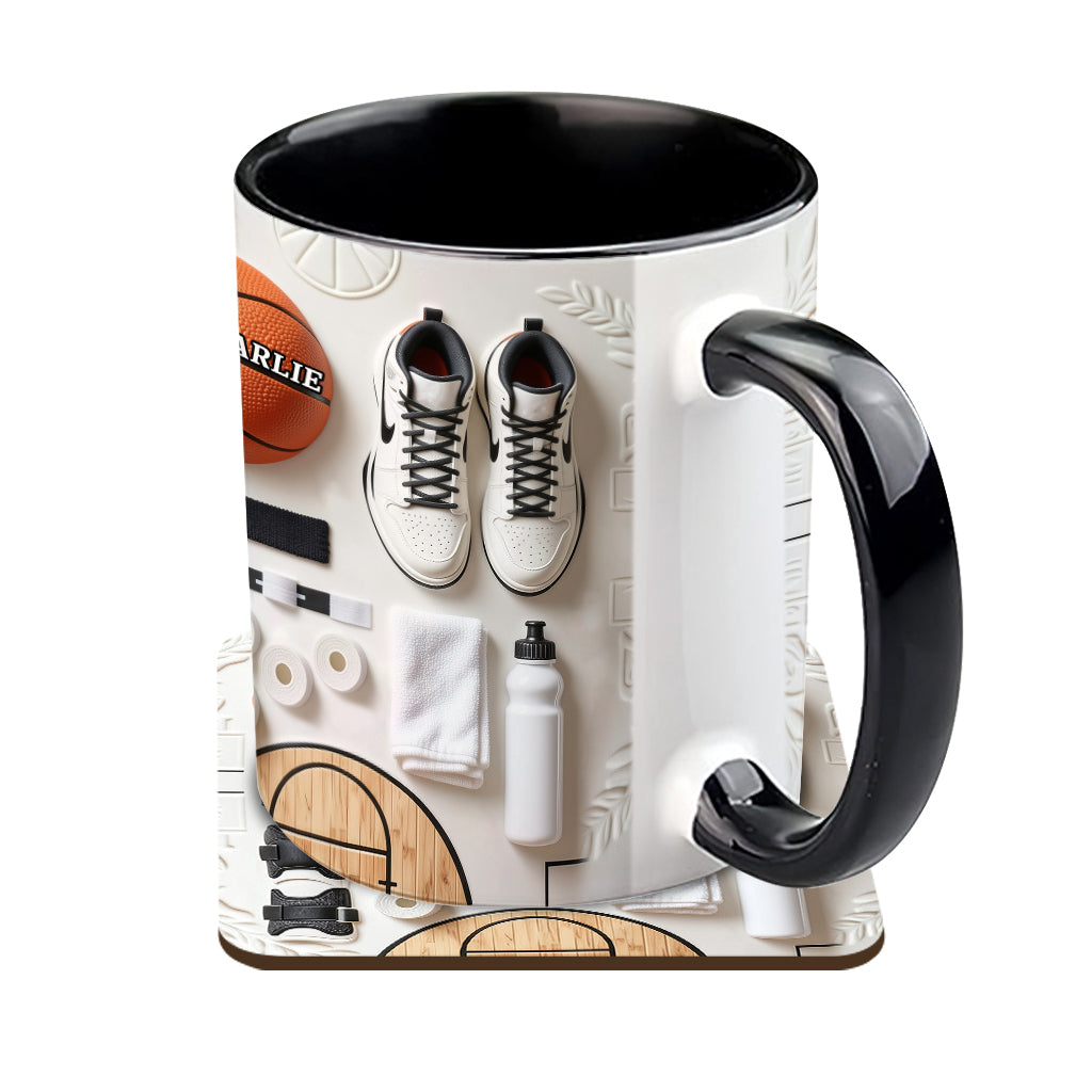 Liebe Basketball – Personalisierte Tasse und Untersetzer mit Basketballmotiv
