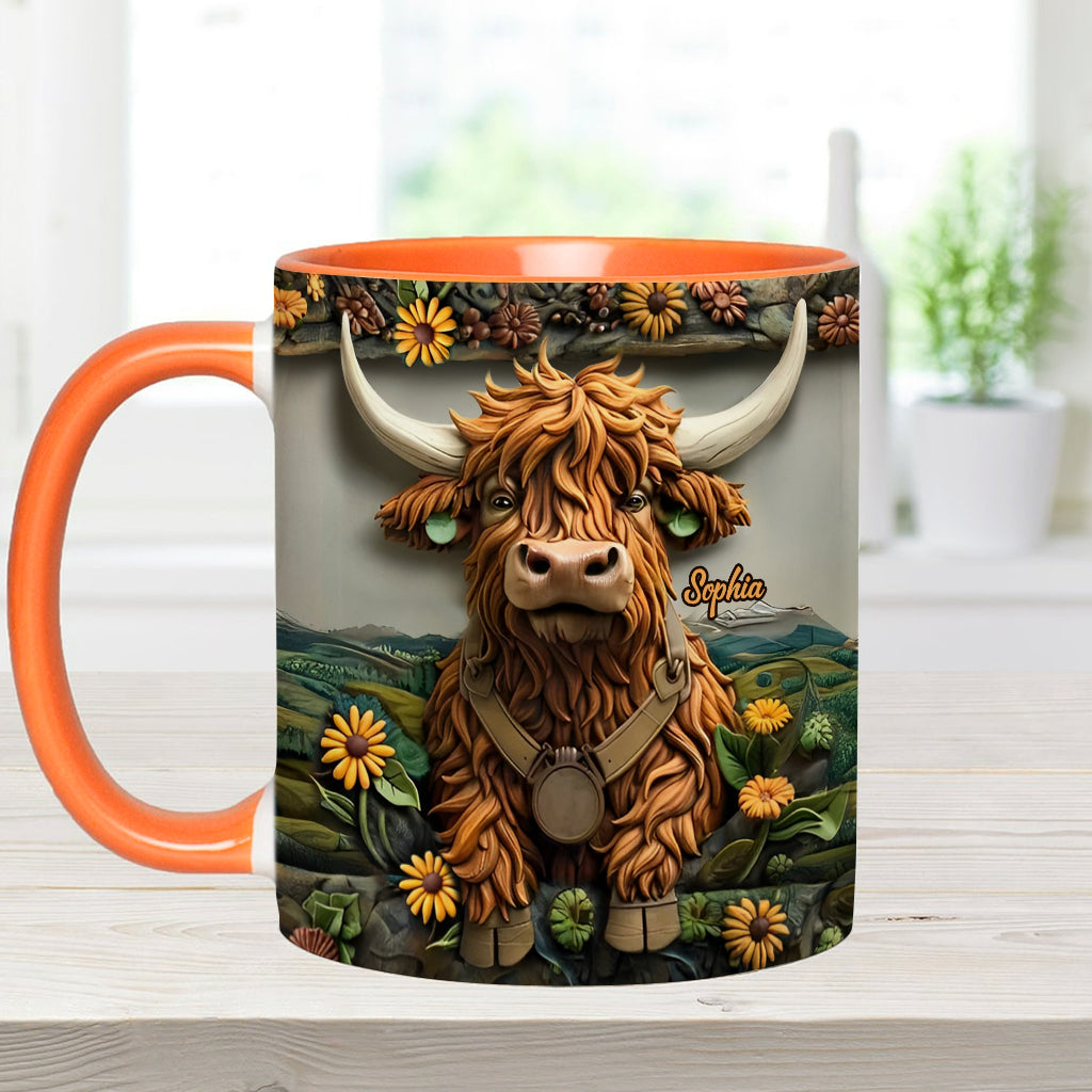 Niedliche Hochlandkuh - Personalisierte Tasse mit Hochlandkuh-Motiv