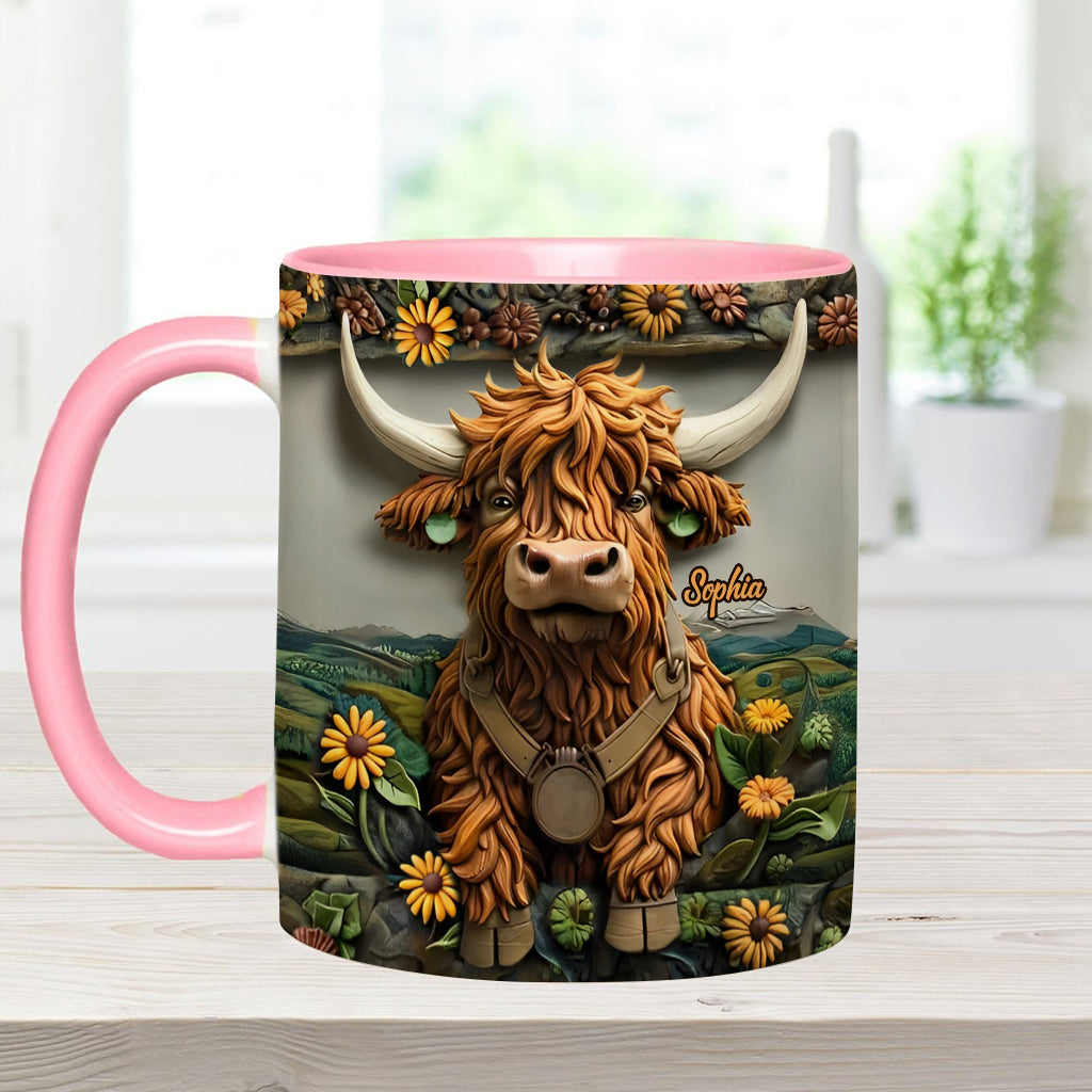 Niedliche Hochlandkuh - Personalisierte Tasse mit Hochlandkuh-Motiv