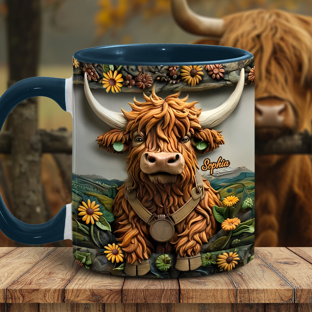 Niedliche Hochlandkuh - Personalisierte Tasse mit Hochlandkuh-Motiv
