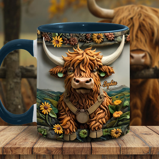 Niedliche Hochlandkuh - Personalisierte Tasse mit Hochlandkuh-Motiv