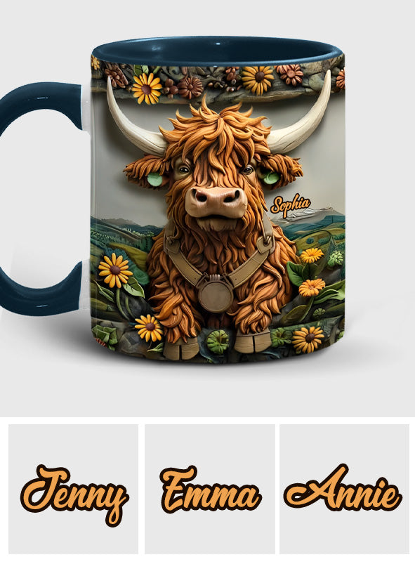 Niedliche Hochlandkuh - Personalisierte Tasse mit Hochlandkuh-Motiv