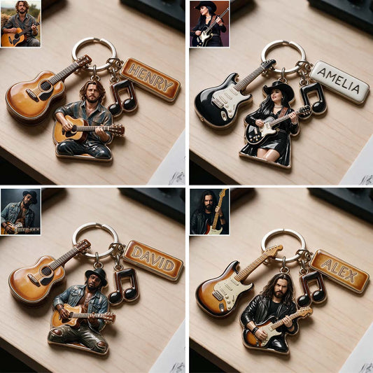 Personnalisez votre guitare - Porte-clés guitare personnalisé premium avec charms