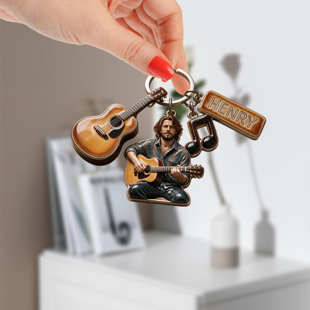 Custom Your Guitar - Personalized Guitar Premium Keychain With Charms