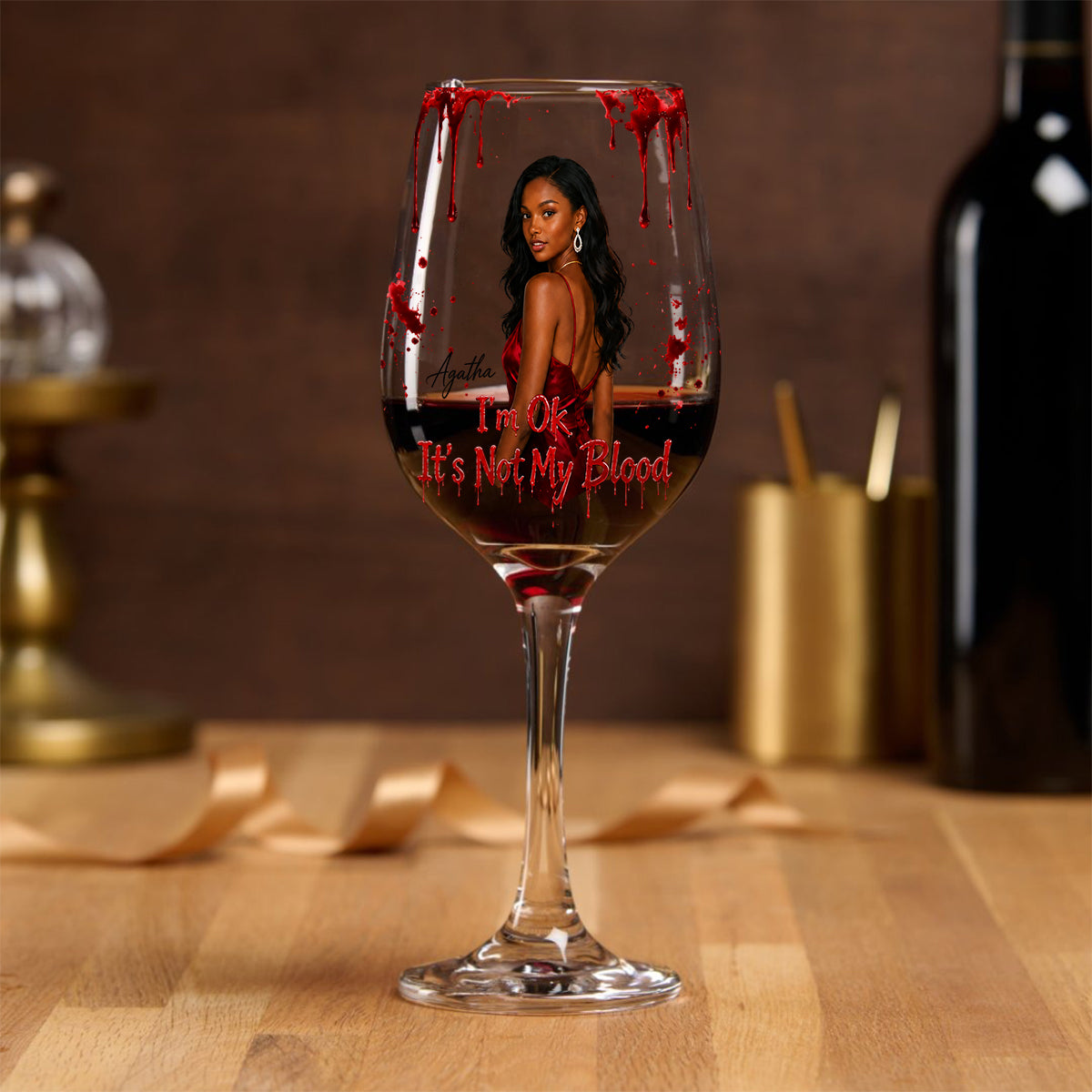 Blood Drip - Personalized Wine Wine Glass With Long Stem