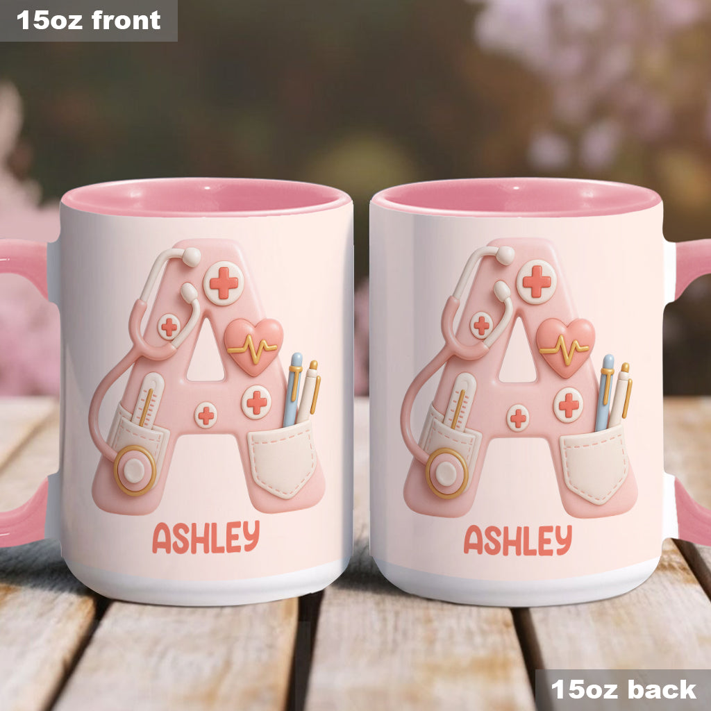Personalisierte Tasse mit Krankenschwester-Alphabet