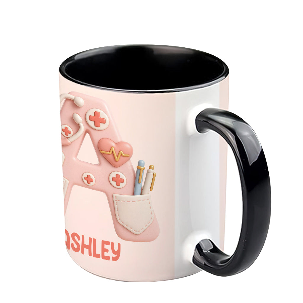 Personalisierte Tasse mit Krankenschwester-Alphabet