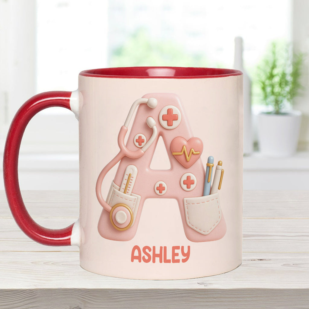 Personalisierte Tasse mit Krankenschwester-Alphabet