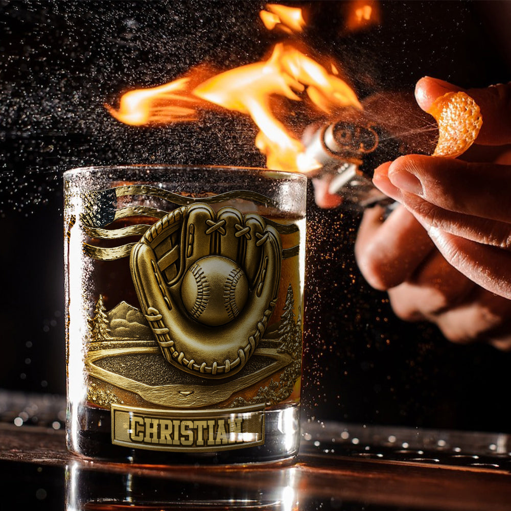 Whiskey & Baseball - Personalized Baseball Whiskey Glass
