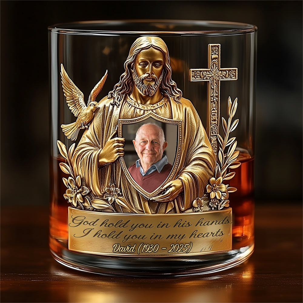 Always In The Arms Of God - Personalized Memorial Whiskey Glass