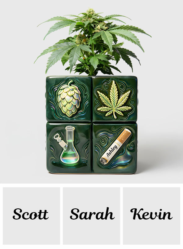 Green Magic Leaf - Personalized Weed Custom Shape Acrylic Flower Vase