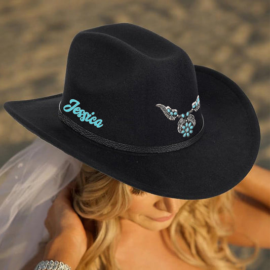Cowgirl Stay Wild - Personalisierter Cowgirl Cowboyhut mit breiter Krempe
