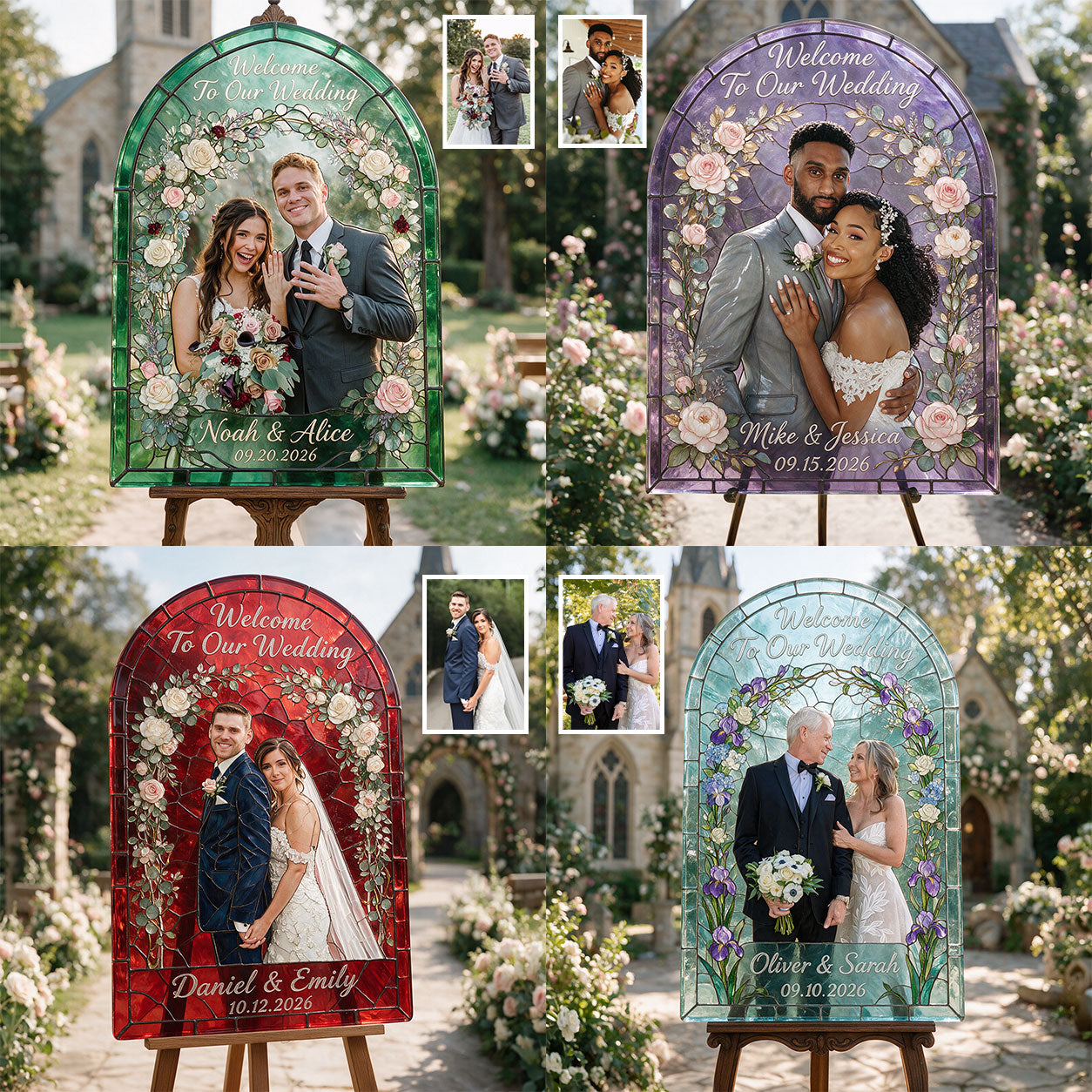 Bienvenue à notre mariage - Couple personnalisé en verre 3D