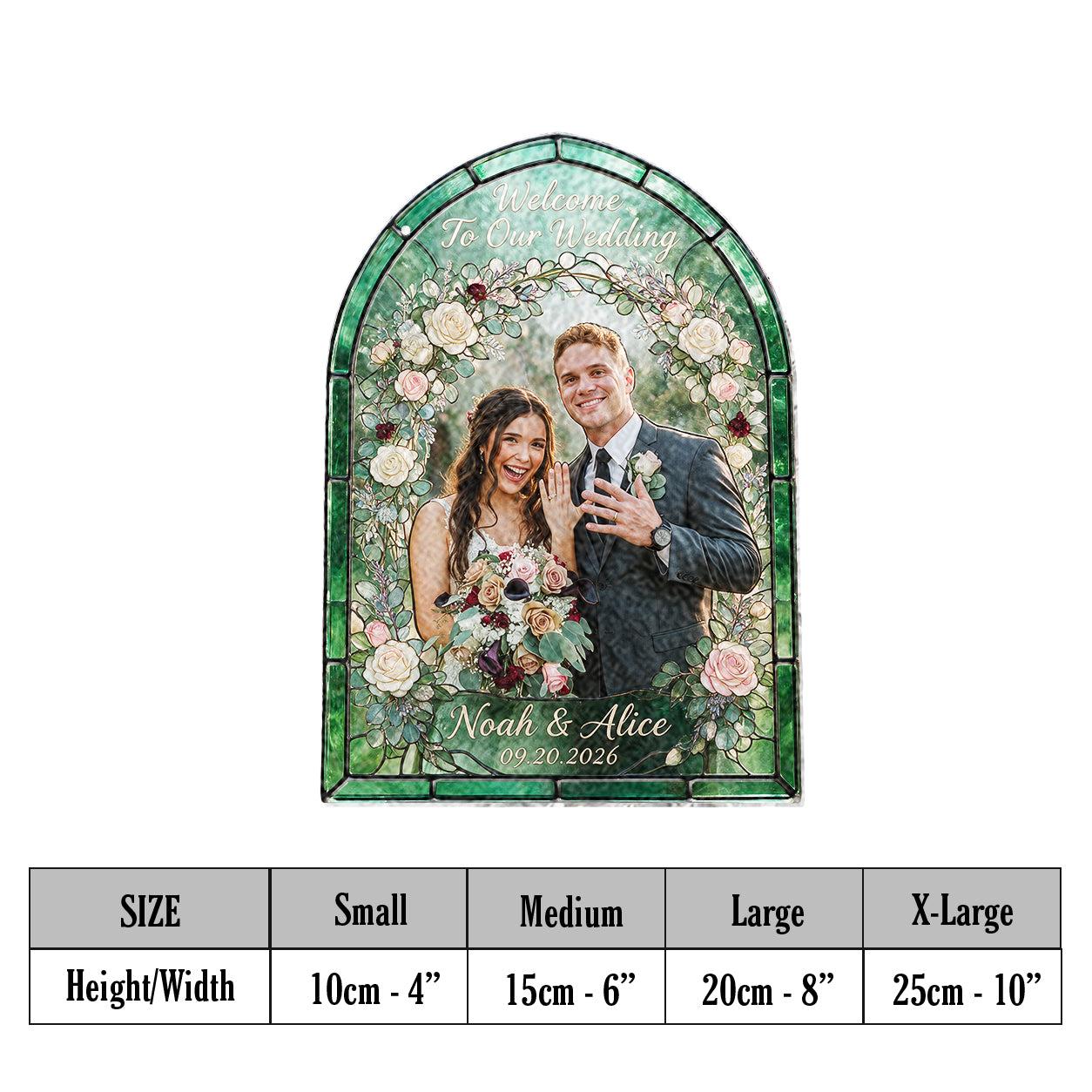 Bienvenue à notre mariage - Couple personnalisé en verre 3D