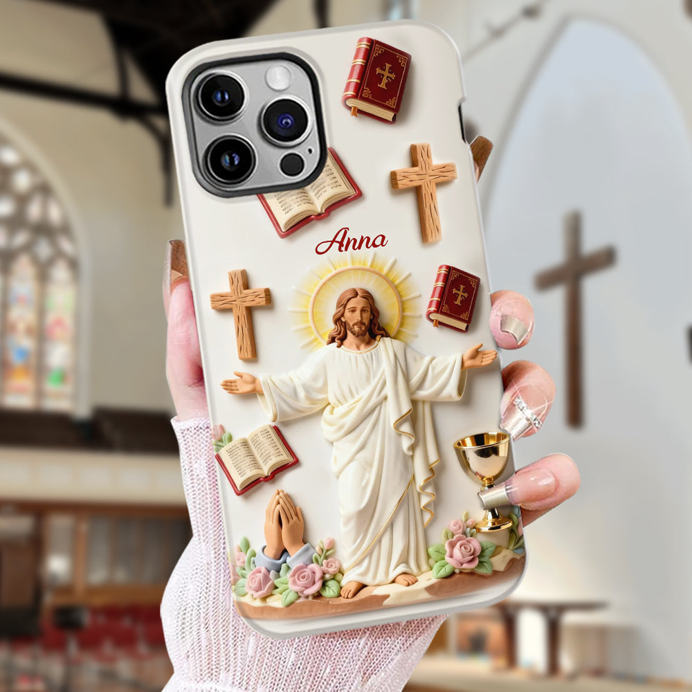 La foi plutôt que la peur - Coque de téléphone personnalisée avec impression chrétienne intégrale