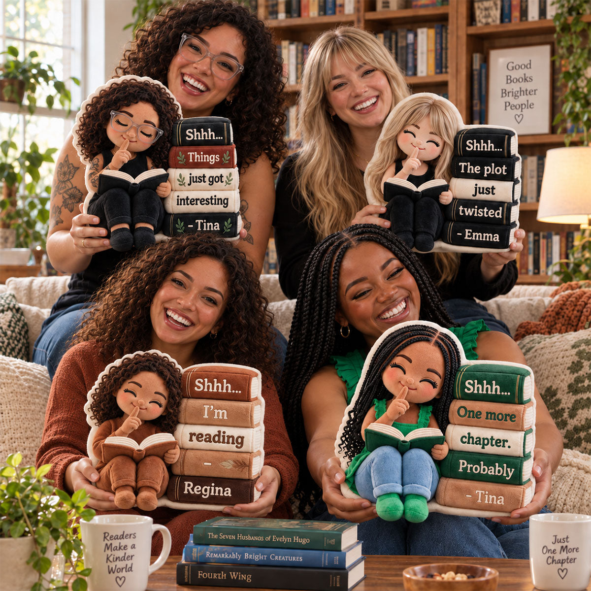 Shhh...I'm Reading - Personalized Book Premium Faux Fur Pillow