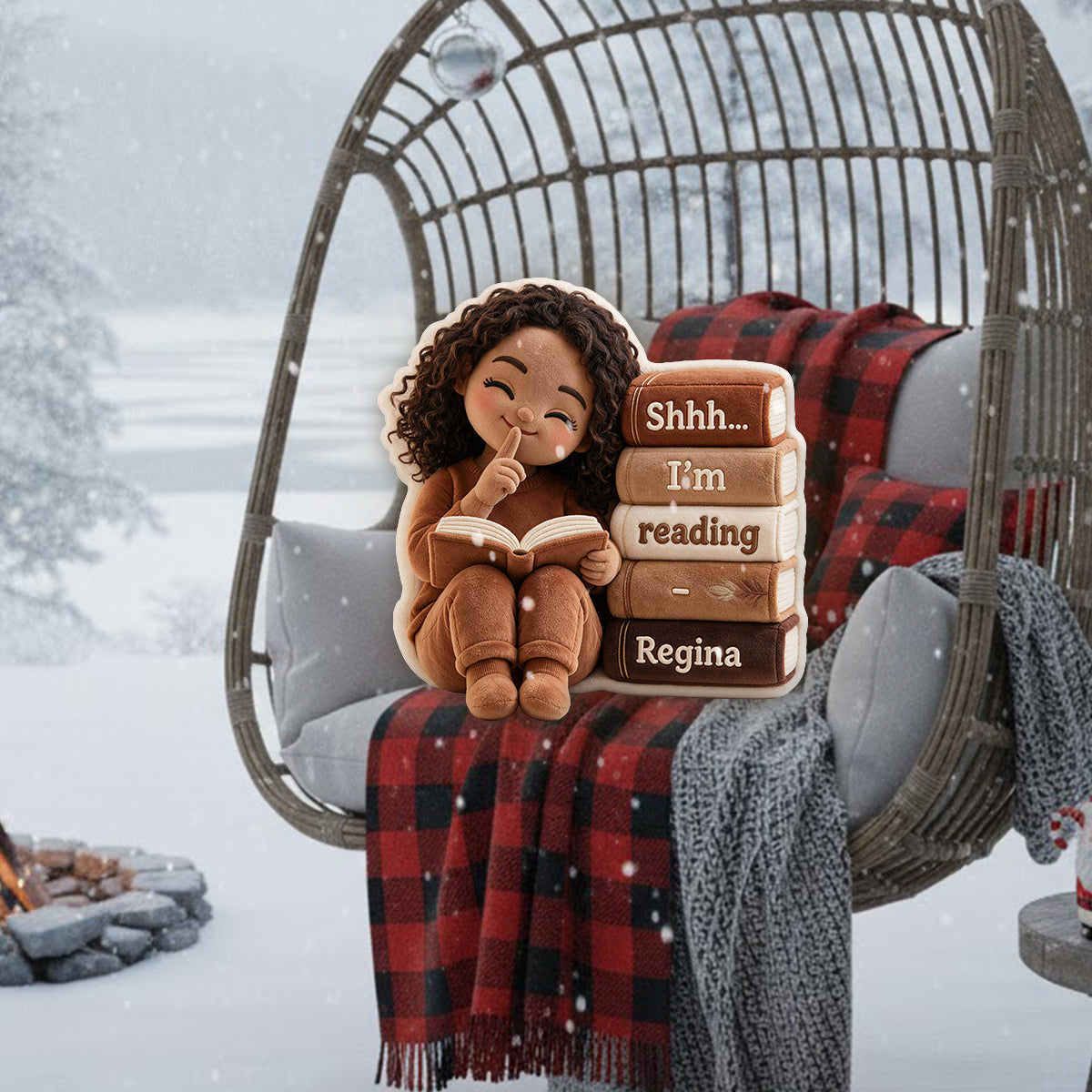 Shhh...I'm Reading - Personalized Book Premium Faux Fur Pillow