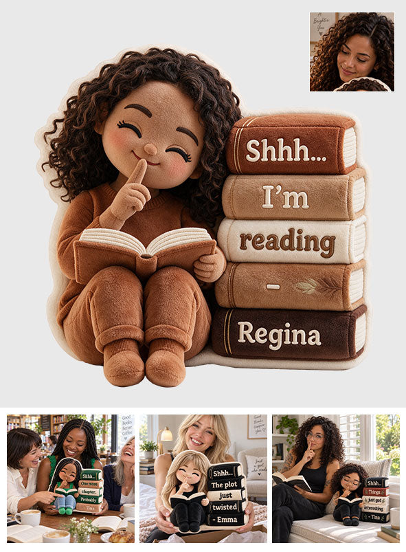 Shhh...I'm Reading - Personalized Book Premium Faux Fur Pillow