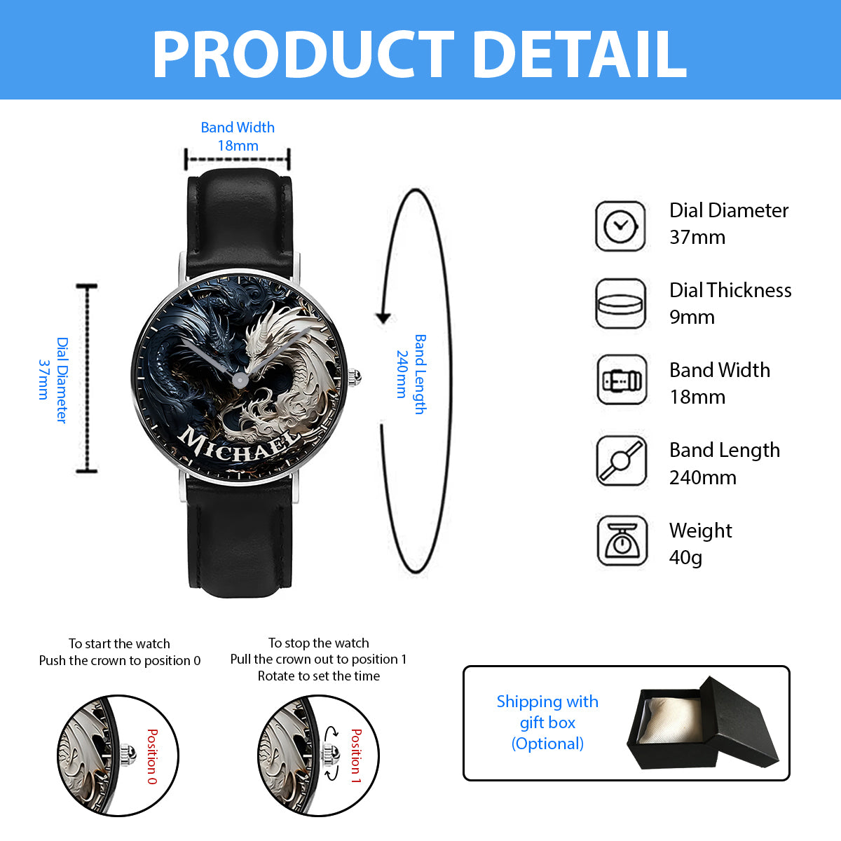 Shadow & Light - Montre Dragon personnalisée