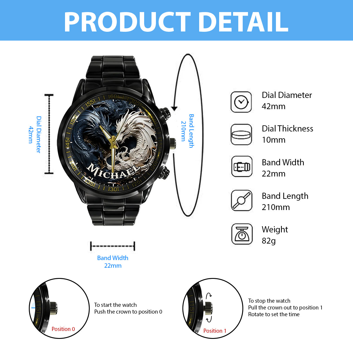 Shadow & Light - Montre Dragon personnalisée