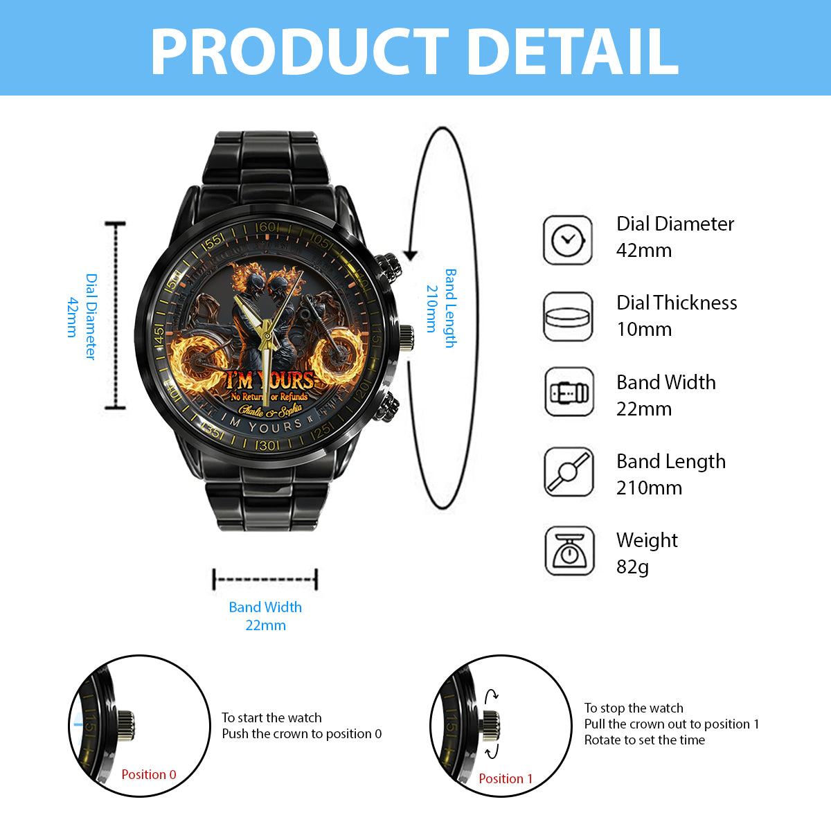 Ich gehöre dir – personalisierte Biker-Handuhr