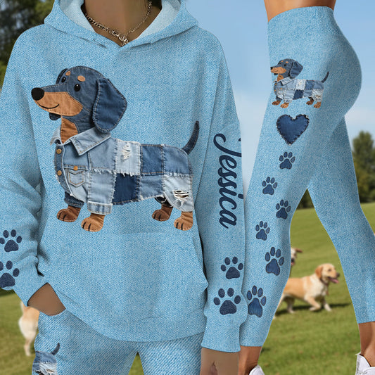 Einfach ein Mädchen, das ihren Hund liebt – personalisierter Hunde-Hoodie und Leggings