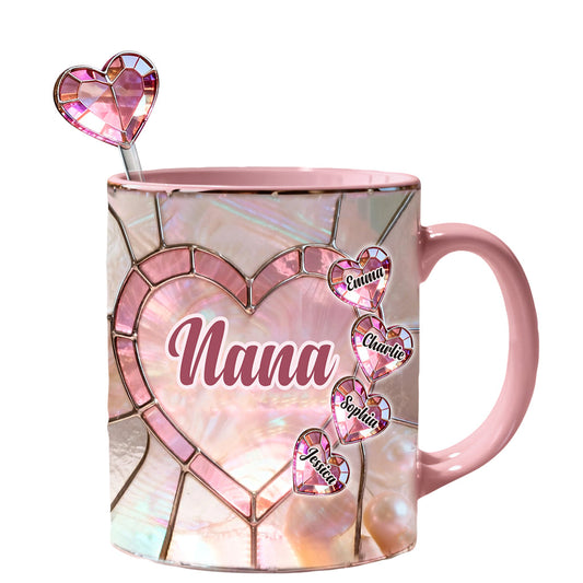 Gesegnet, Nana, Mama, Gigi oder Grandma genannt zu werden – personalisiertes Oma-Set mit Akzentbecher und Acryl-Rührstäbchen