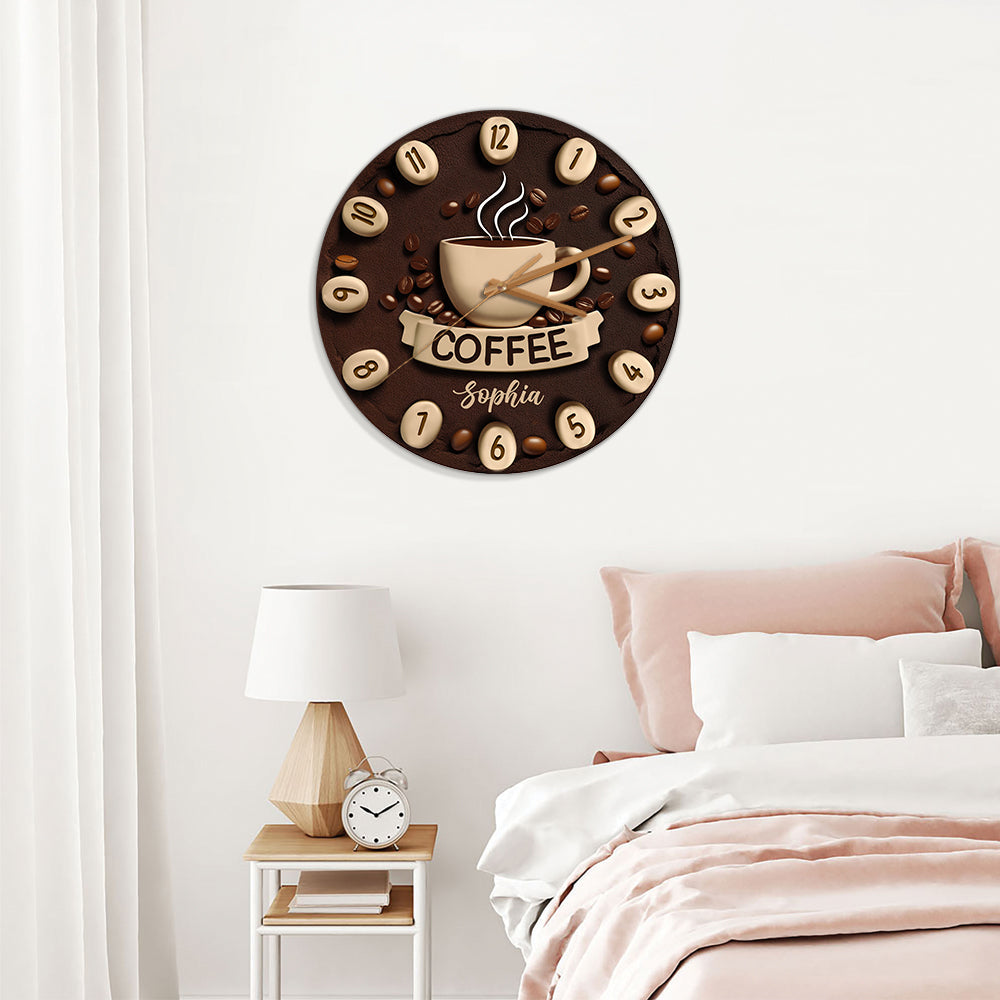 C'est l'heure du café ! - Horloge murale personnalisée sur le thème du café