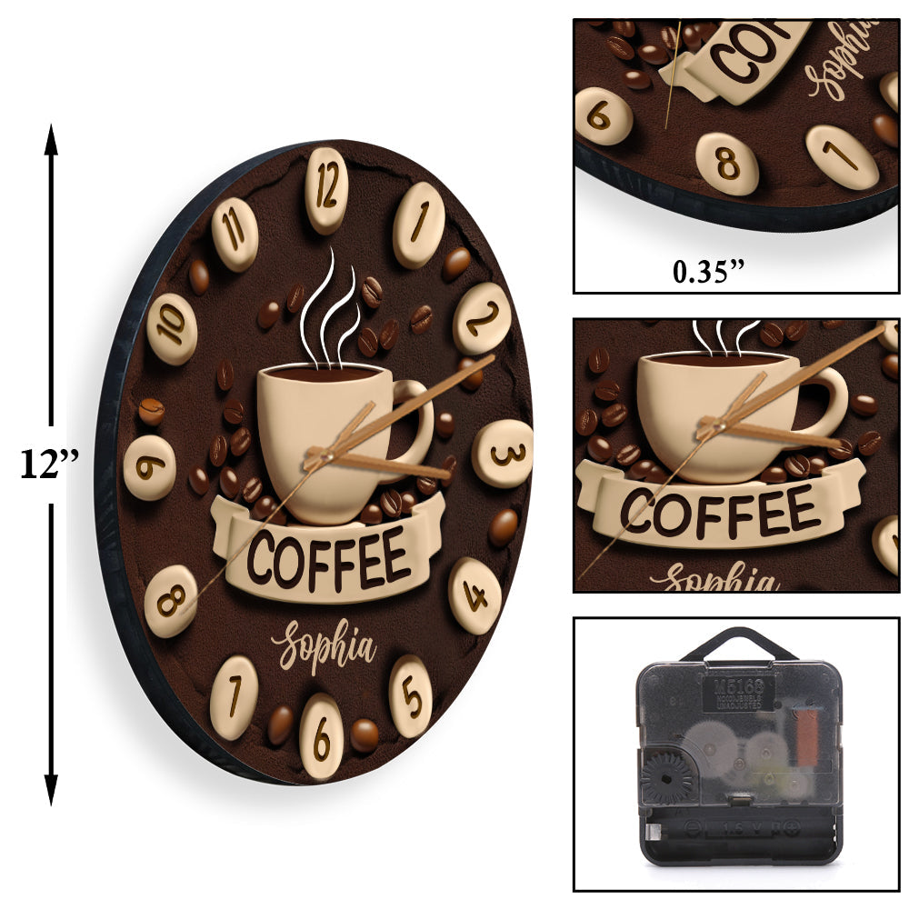 C'est l'heure du café ! - Horloge murale personnalisée sur le thème du café