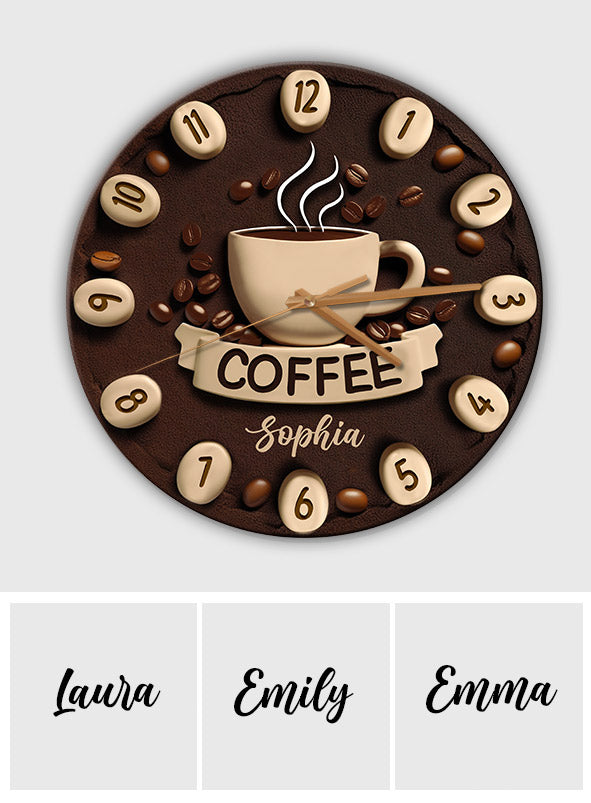 C'est l'heure du café ! - Horloge murale personnalisée sur le thème du café