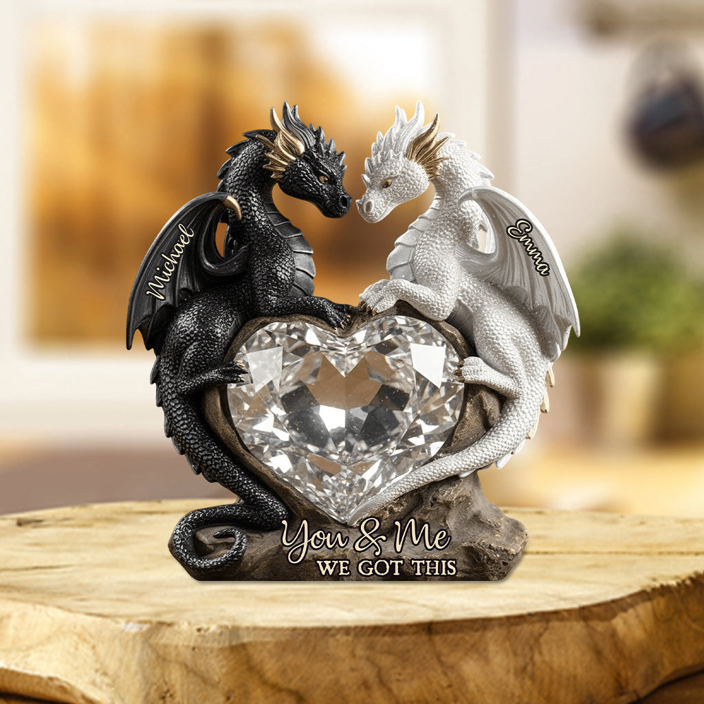 Du und ich, wir schaffen das – personalisierte Drachen-Acrylplakette in individueller Form