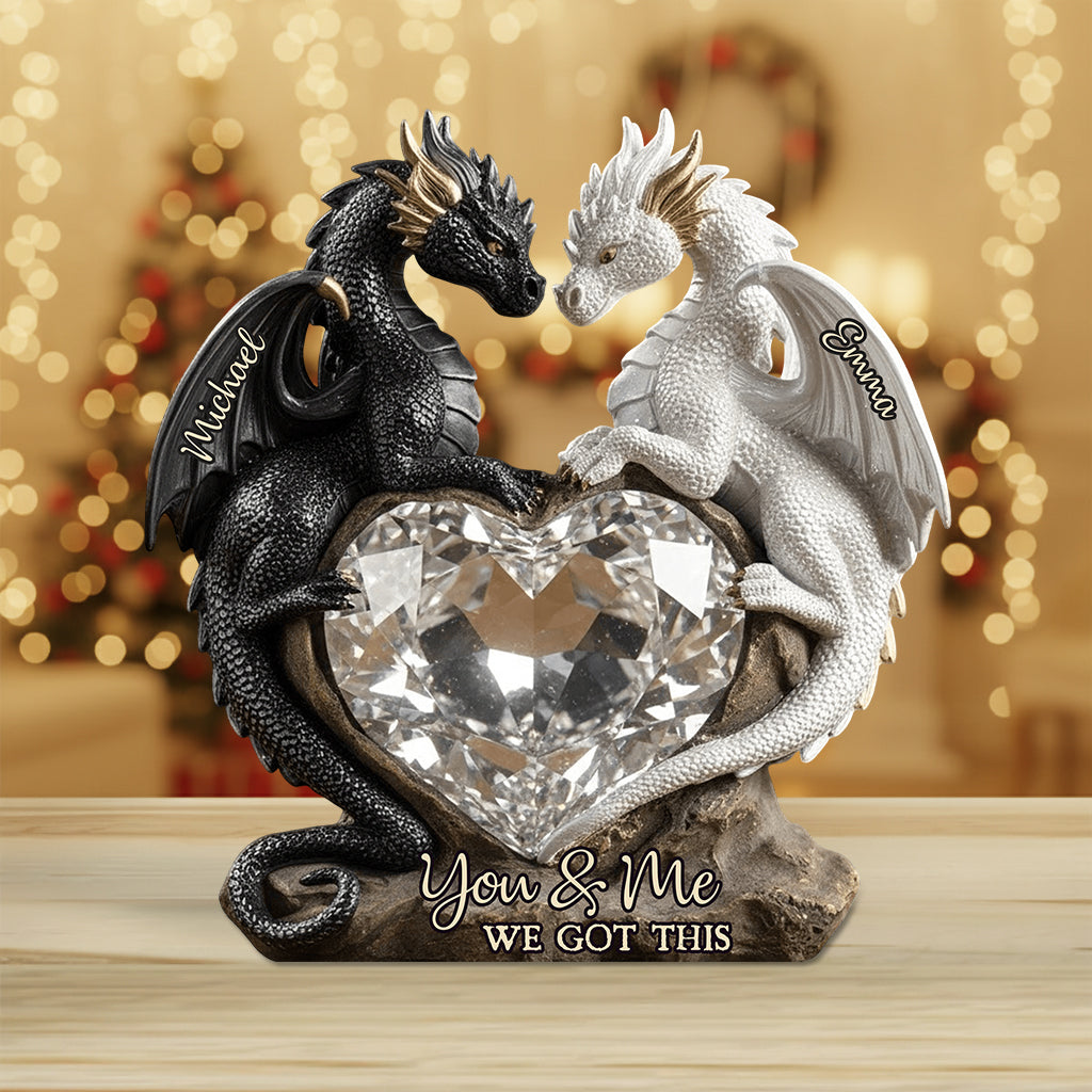 Du und ich, wir schaffen das – personalisierte Drachen-Acrylplakette in individueller Form