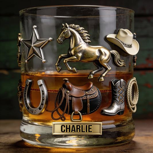 Western Spirit – Personalisiertes Whiskeyglas mit Pferdemotiv
