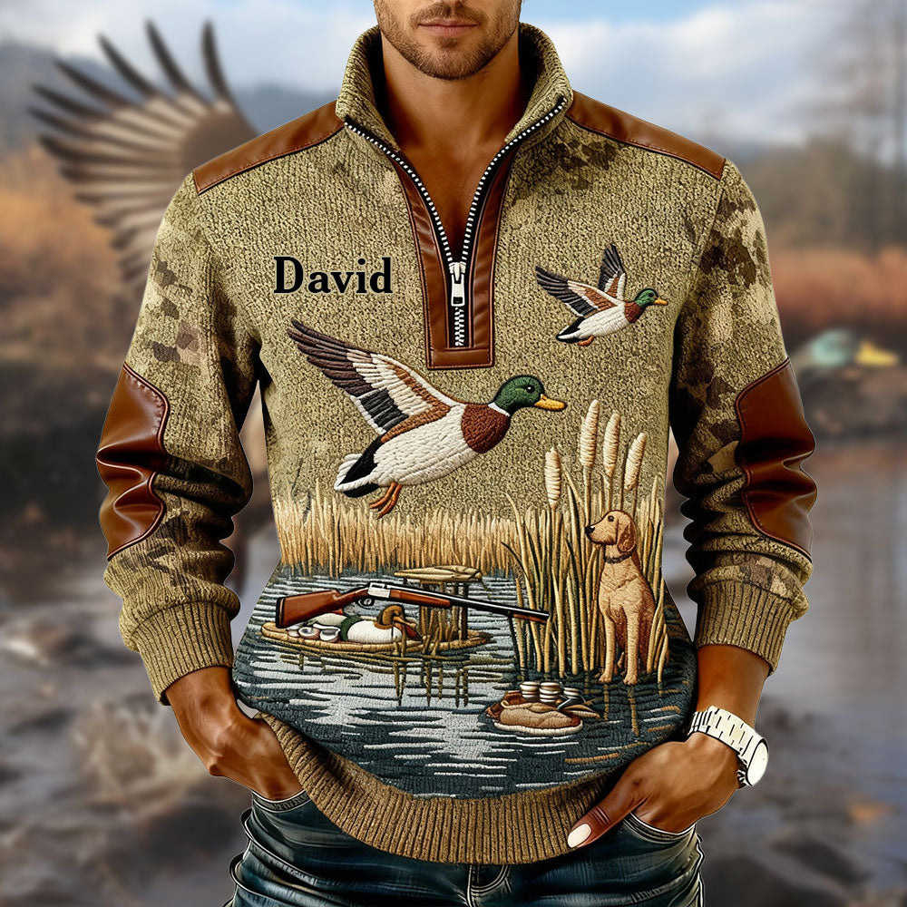 Saison de la chasse au canard - Sweat-shirt zippé personnalisé pour homme