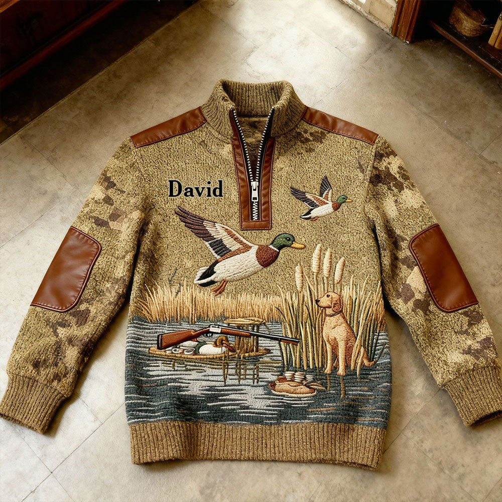 Saison de la chasse au canard - Sweat-shirt zippé personnalisé pour homme