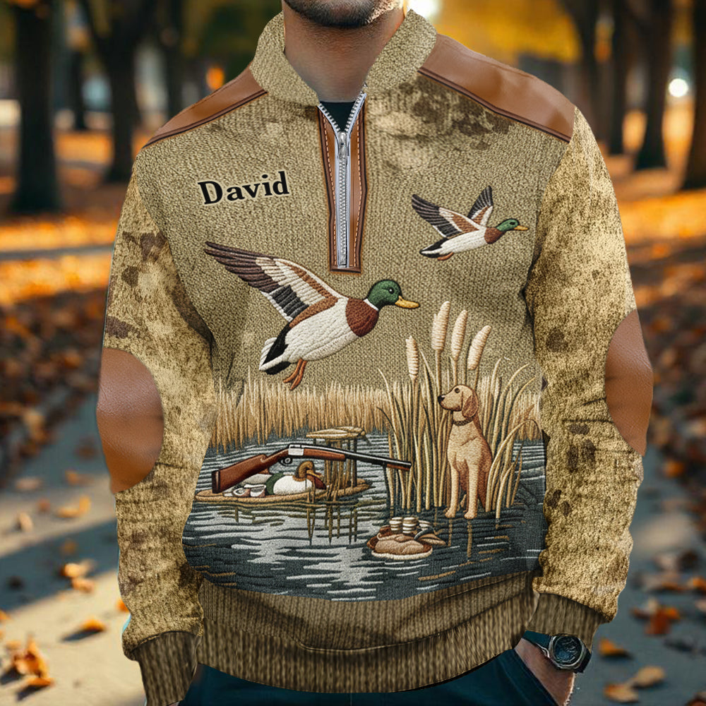 Saison de la chasse au canard - Sweat-shirt zippé personnalisé pour homme