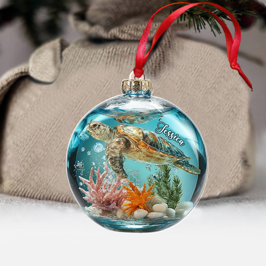Magnifique tortue - Ornement transparent personnalisé en forme de tortue