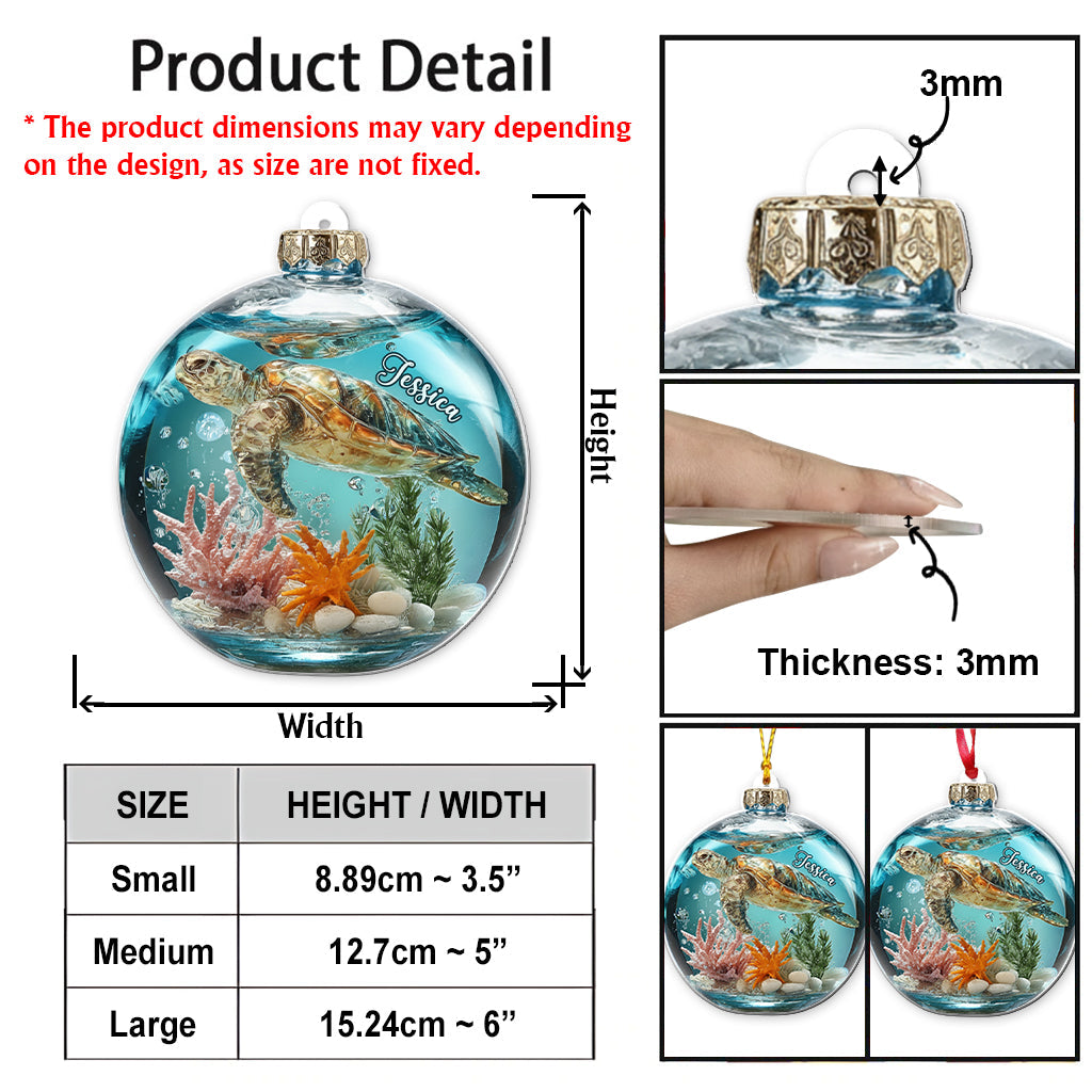 Magnifique tortue - Ornement transparent personnalisé en forme de tortue