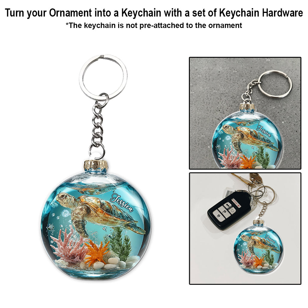 Magnifique tortue - Ornement transparent personnalisé en forme de tortue
