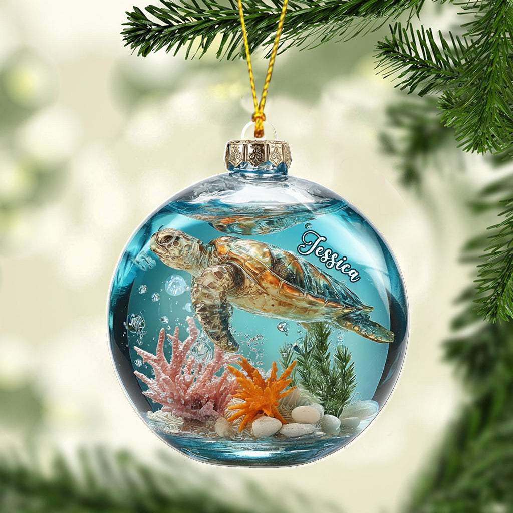 Magnifique tortue - Ornement transparent personnalisé en forme de tortue