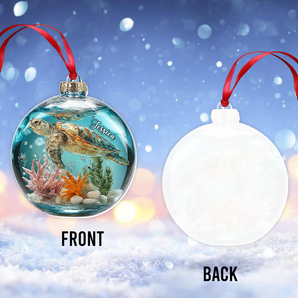 Magnifique tortue - Ornement transparent personnalisé en forme de tortue