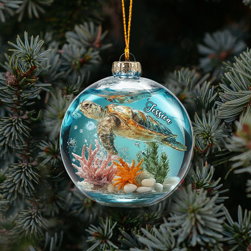 Magnifique tortue - Ornement transparent personnalisé en forme de tortue