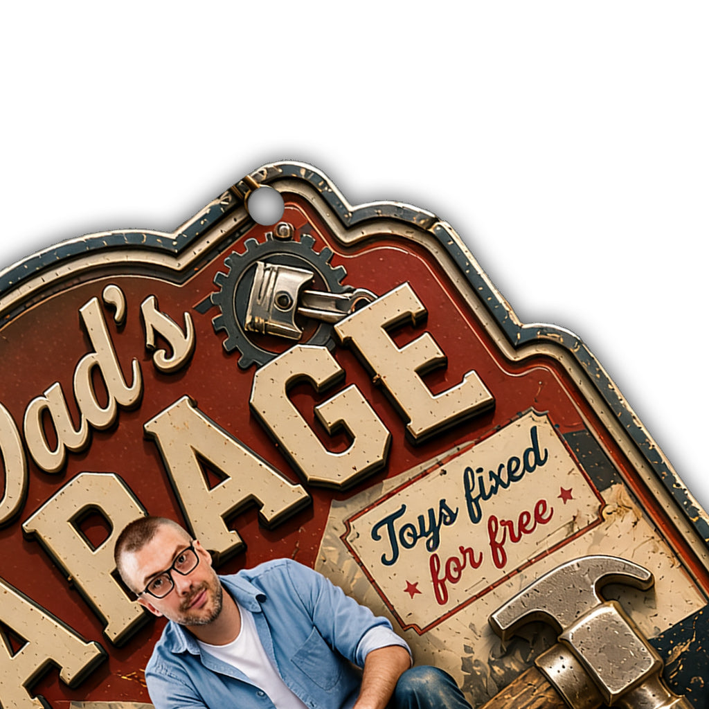 Vaters Garage - Personalisierte Metalltafel für Väter