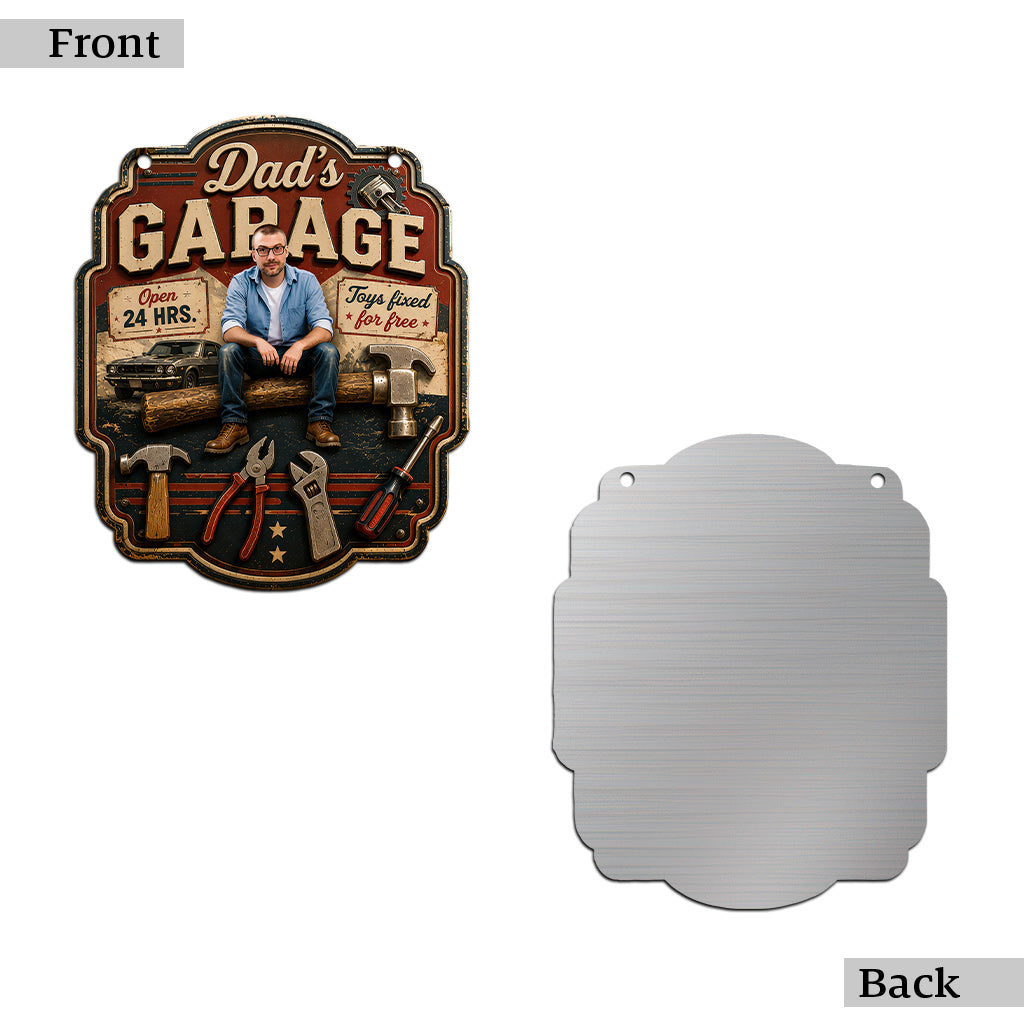 Vaters Garage - Personalisierte Metalltafel für Väter