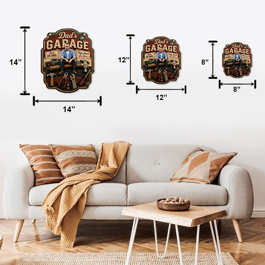 Vaters Garage - Personalisierte Metalltafel für Väter
