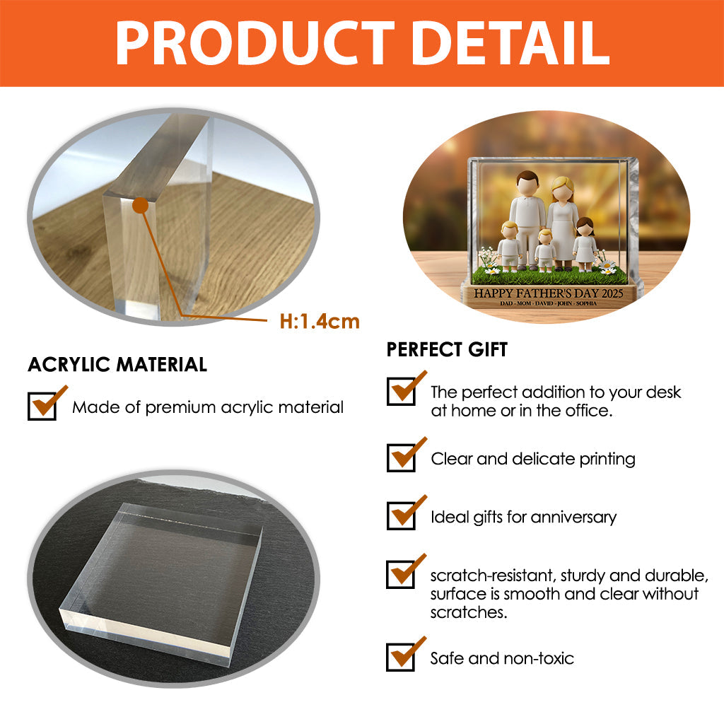 Happy Father's Day 2025 - Personalized Family Custom Shaped Acrylic Plaque