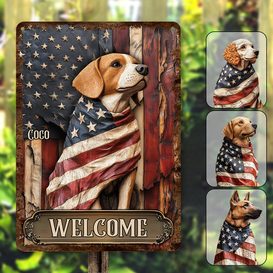Proud Dog Wrapped in Glory Flag - Personalized Dog Rectangle Metal Sign