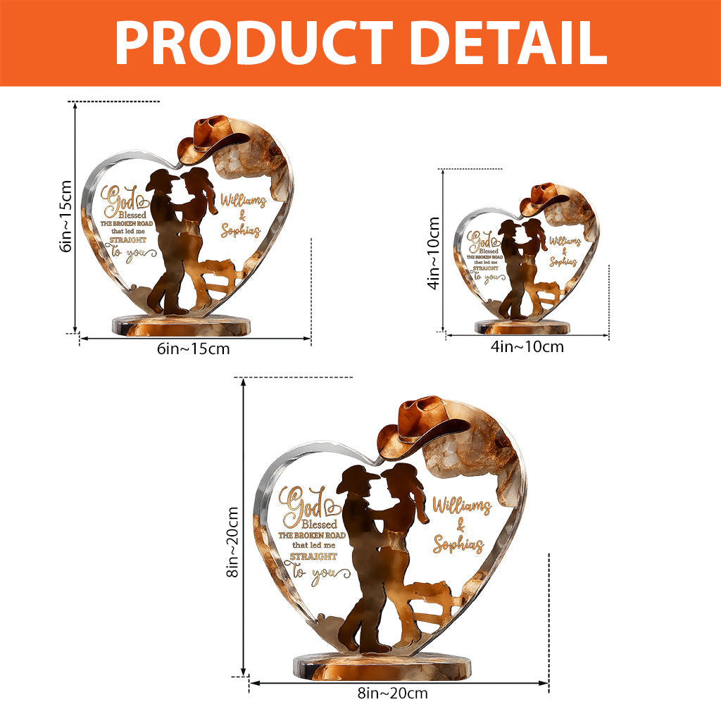 Couple Cowboy And Cowgirl God Blessed - Personalized Cowgirl Custom Shaped Acrylic Plaque