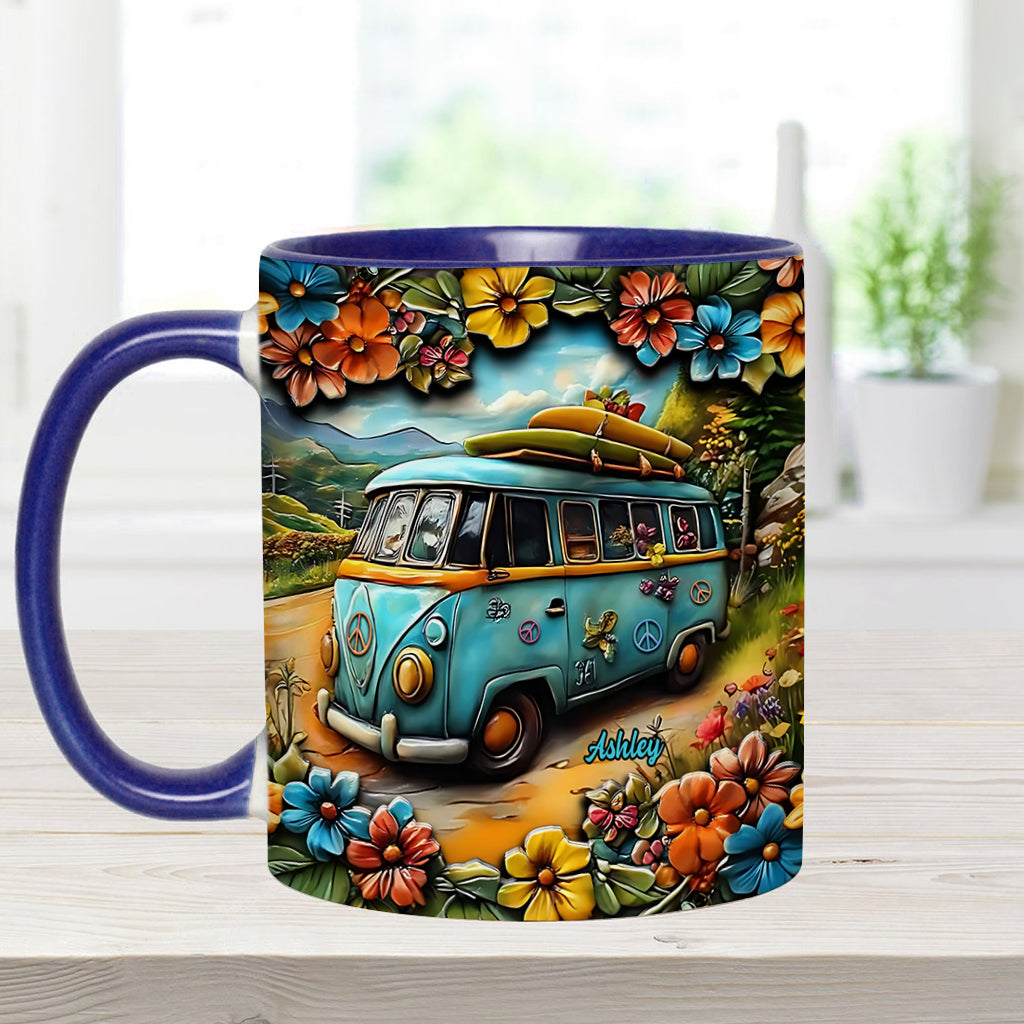 Hippie-Van - Personalisierte Tasse mit Hippie-Akzent